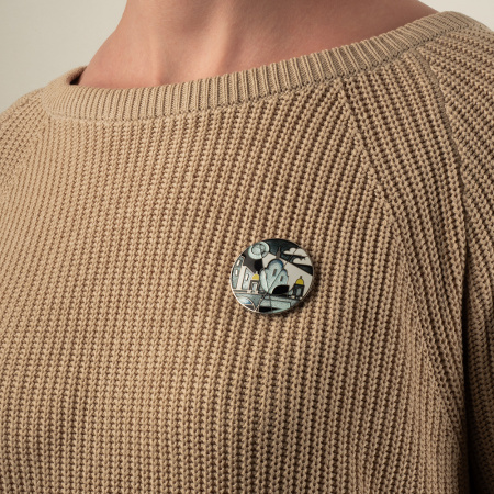 Серебряная брошь с эмалью «Ночной Санкт-Петербург»