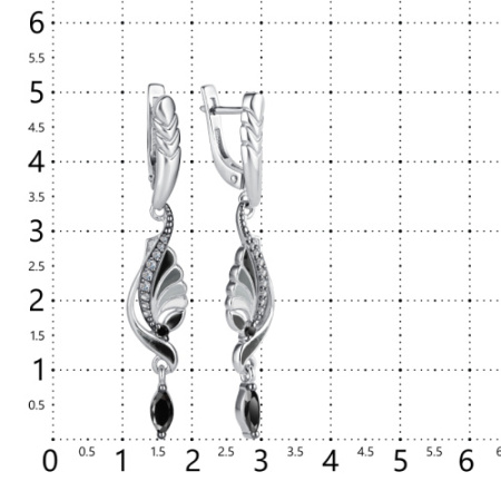 Серьги из серебра с эмалью и фианитами