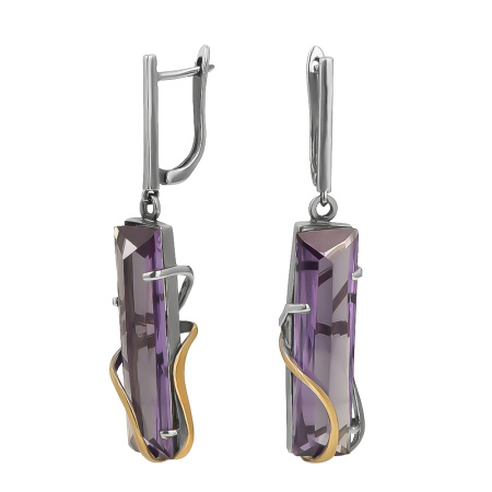 Серьги из серебра с аметрином