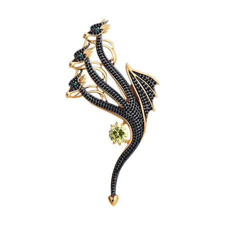 Брошь из серебра с фианитами «Дракон»