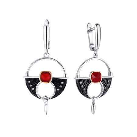 Серьги из серебра с ситаллом и фианитами