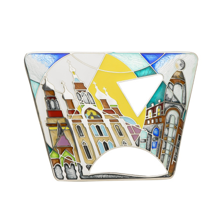 Брошь-подвеска «Канал Грибоедова День» из серебра с эмалью