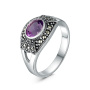Серебряное кольцо с аметистом и марказитами