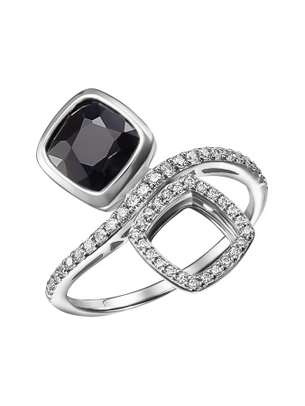 Серебряное кольцо с сапфиром и фианитами «Гранд»