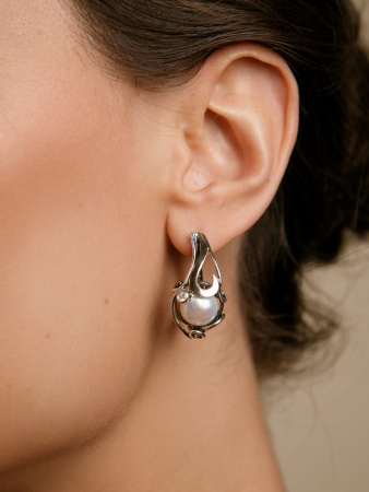 Серьги серебряные с жемчугом