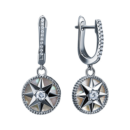 Серьги из серебра с перламутром «Звезда»