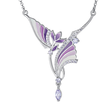 Колье из серебра с фианитами и эмалью