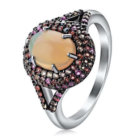 Кольцо из серебра с опалом и сапфиром