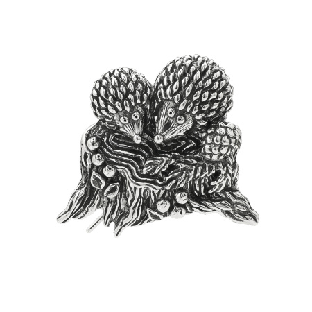Брошь из серебра «Ежики»