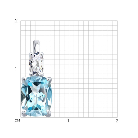 Подвеска из серебра с топазом и фианитом