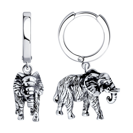 Серебряные серьги «Слон»