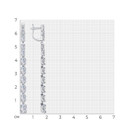 Серьги длинные из серебра с фианитами