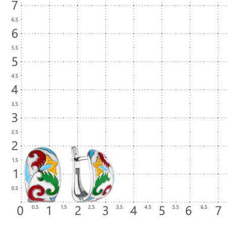 Серьги из серебра «Северодвинская роспись» с эмалью