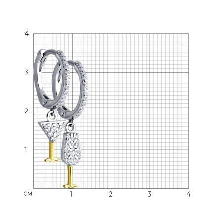 Серьги из золочёного серебра с фианитами «Бокал»