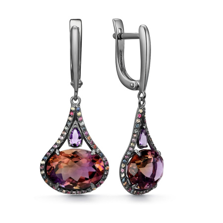 Серьги из серебра с аметрином