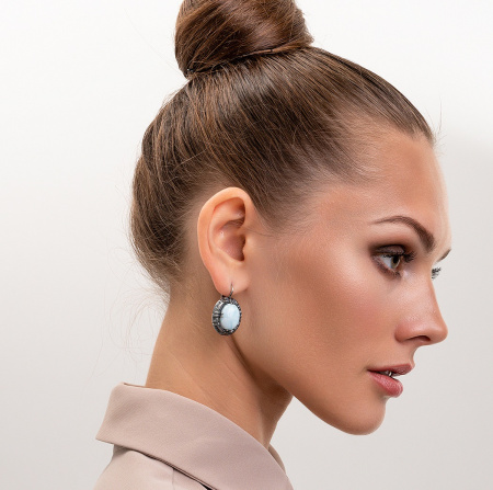 Серьги из серебра с ларимаром