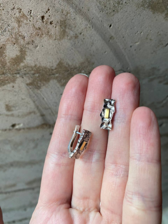 Серьги из серебра с позолотой