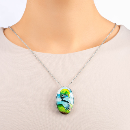 Брошь-подвеска из серебра 925 с эмалью «Визави»