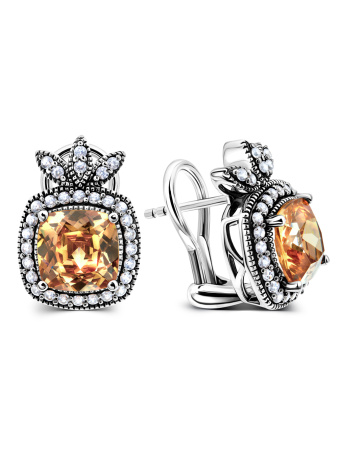 Серебряные серьги с фианитами Swarovski