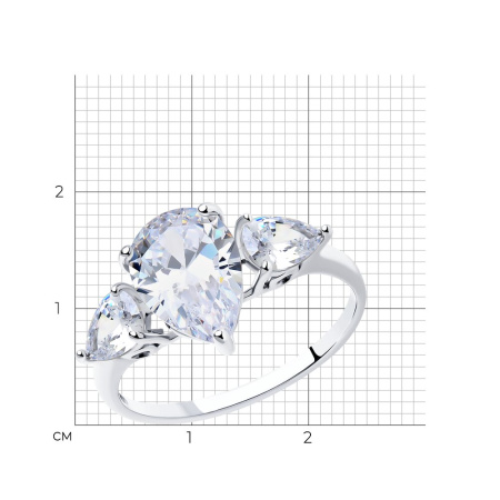 Кольцо из серебра с крупными фианитами