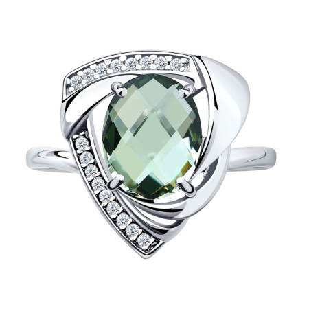 Серебряное кольцо с кварцем и фианитами