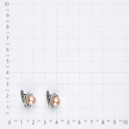 Серебряные серьги с жемчугом и фианитами