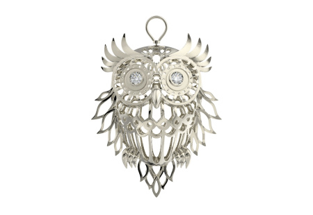 Серебряная елочная игрушка «Сова»