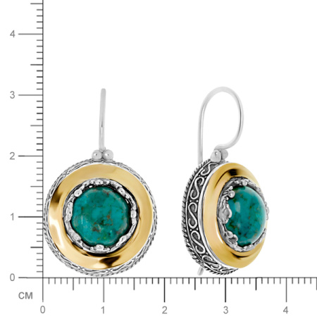 Серебряные серьги бирюза и золото