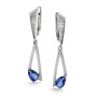 Серебряные серьги с сапфиром и фианитами