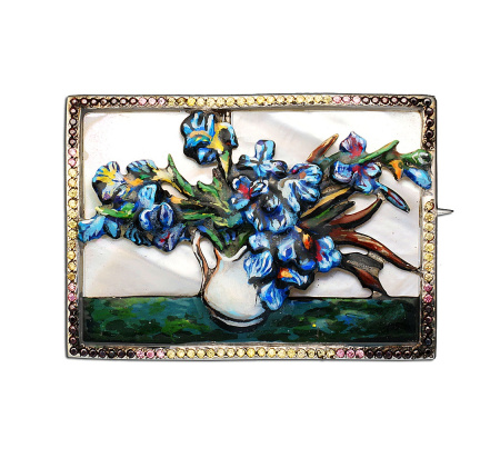 Серебряная брошь «Ирисы»