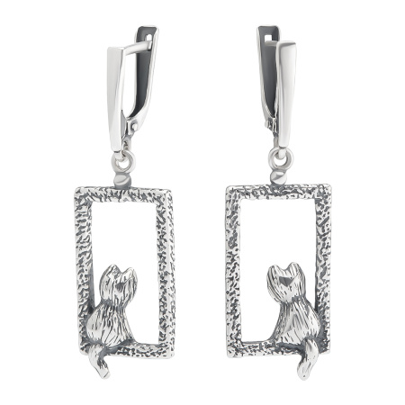 Серебряные серьги «Кот»