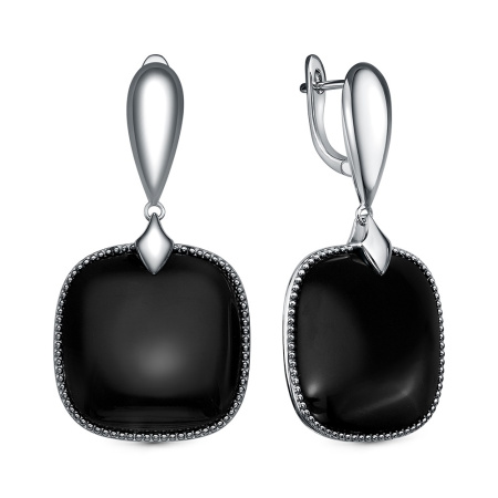 Серебряные серьги с ониксом
