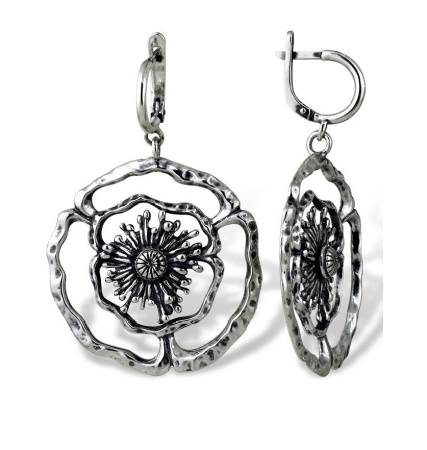 Серьги из серебра «Мак»