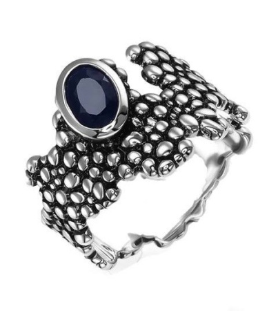 Кольцо из серебра «ETHNIKA» с натуральным сапфиром