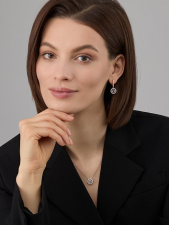 Колье из серебра с горным хрусталем и фианитами