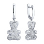 Серьги из серебра с фианитами «Мишка»