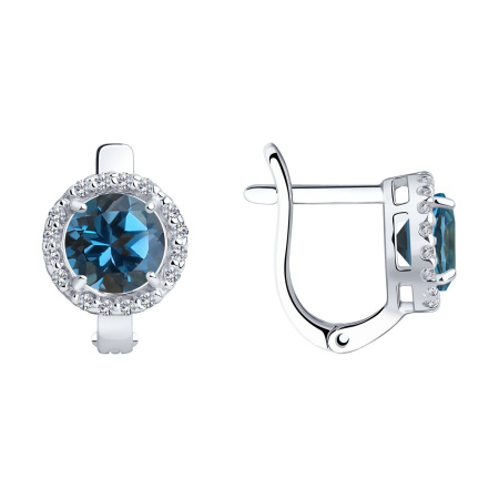 Серьги из серебра с топазами и фианитами