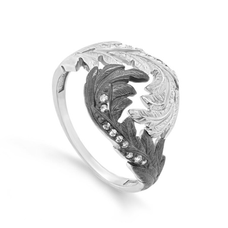 Серебряное кольцо с фианитами «Крылья»