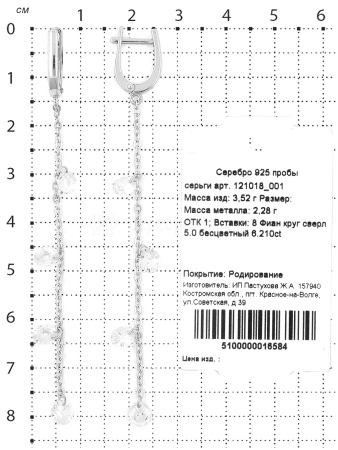 Длинные серебряные серьги с фианитами
