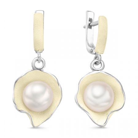 Серебряные серьги с жемчугом и эмалью