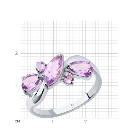 Кольцо из серебра с аметистами
