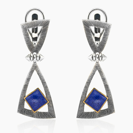 Серебряные серьги с лазуритом