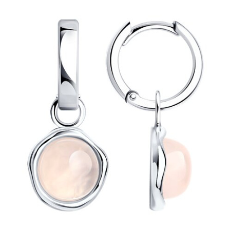 Серьги из серебра с розовым кварцем