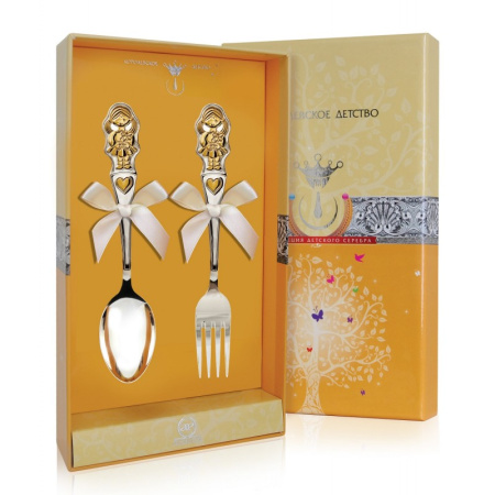 Серебряный набор «Девочка» ложка и вилка
