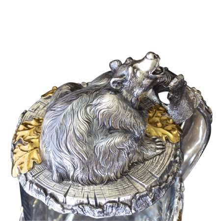 Серебряная пивная кружка «Медведь»