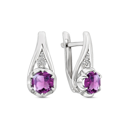 Серьги из серебра с аметистом и фианитами