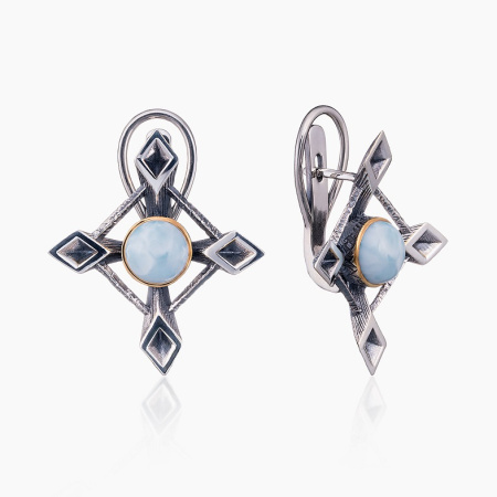 Серебряные серьги «Ларимаровая Полярис» с ларимаром