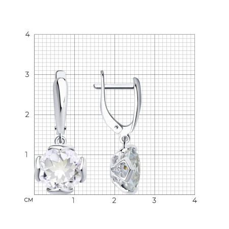 Серьги из серебра с горным хрусталем и фианитами