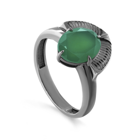Серебряное кольцо с зеленым ониксом