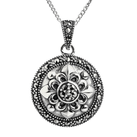 Серебряный кулон на цепи с марказитами Swarovski